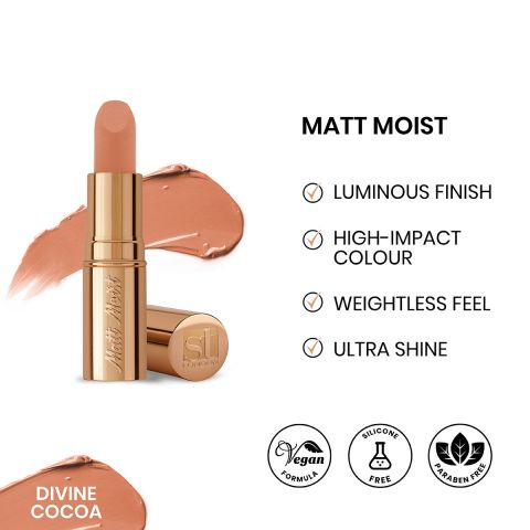 ST London Matte Moist Long Lasting Lipstick, Divine Cocoa