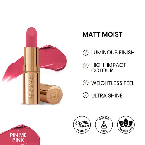 ST London Matte Moist Long Lasting Lipstick, Pin Me Pink