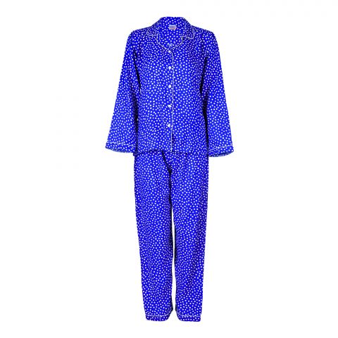 Basix Royal Blue With White Polk Dots Nightwear, Set 2-Pack, For Women, GRL-156