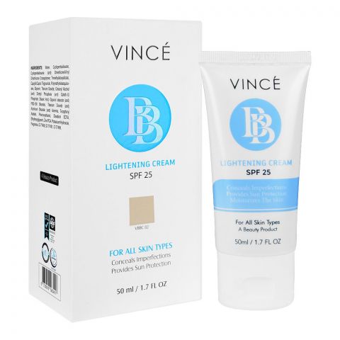 Vince BB Lightening Cream SPF125, For All Skin Types, Conceals Imperfections, Sun Protection, 50ml, VBBC02