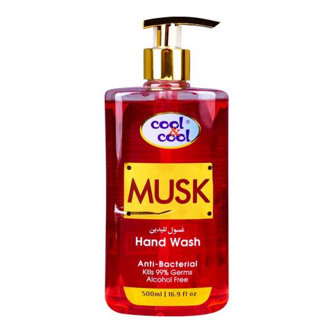 Cool & Cool Musk Anti-Bacterial Hand Wash, Alcohol-Free, 99% Germ-Killing Formula, 500ml