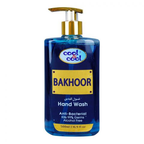 Cool & Cool Bakhoor Anti-Bacterial Hand Wash, Alcohol-Free, 99% Germ-Killing Formula, 500ml