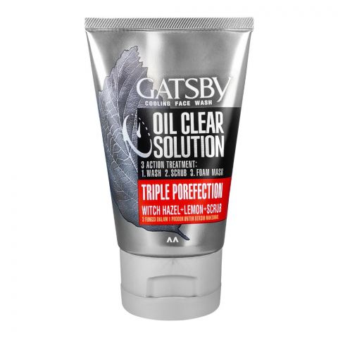 Gatsby Oil Clear Solution Triple Protection Face Wash, Oil Control, 100g