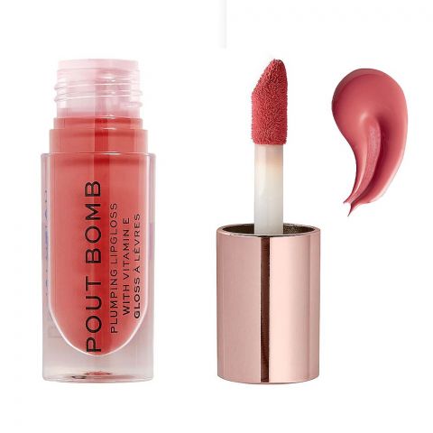 Makeup Revolution Shimmer Bomb Lip Gloss, Peachy Coral