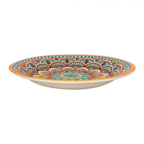 Sky Melamine Deep Plate, Ajrak Print, 8 Inches, Cultural Design, Durable Tableware