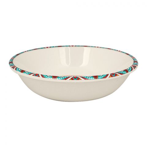 Sky Melamine Custard Bowl, Ajrak Print, Cultural Design, Dessert Dish