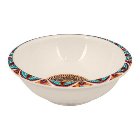 Sky Melamine Ajrak Print Bowl, 4 Inches, Cultural Design, Durable Tableware