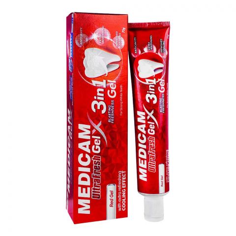 Medicam Ultra Fresh 3in1 Red Gel Toothpaste, 75g