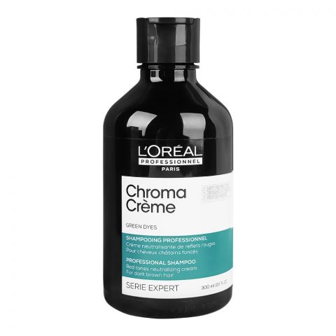 L'Oréal Professionnel Serie Expert Chroma Creme Green Dyes Professional Shampoo, For Dark Brown Hair, 300ml
