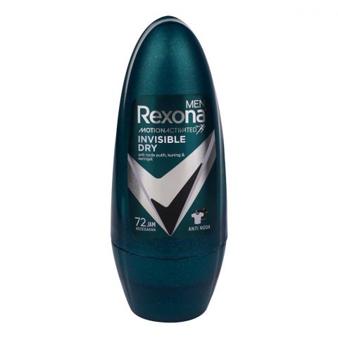 Rexona Motion Senses Invisible Dry Roll On, For Men, 72 Hours Lasting, 50ml