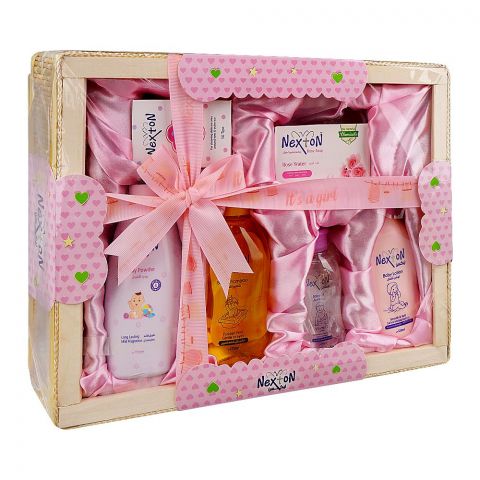 Nexton Baby Gift Set, Oil+Soap+Shampoo+Lotion+Powder+Cotton Buds, 6-Pack, Pink, NG92204