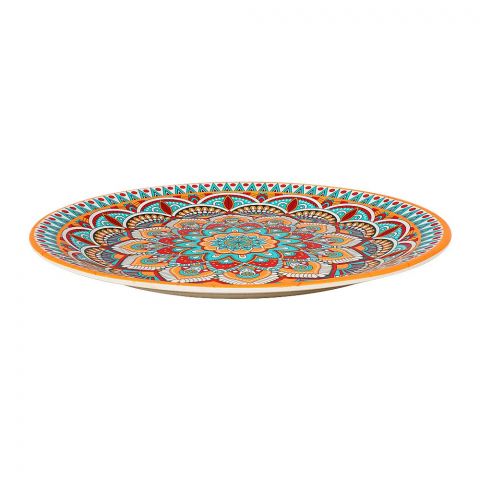 Sky Melamine Flat Plate, Ajrak Print, 9 Inches, Cultural Design, Durable Tableware