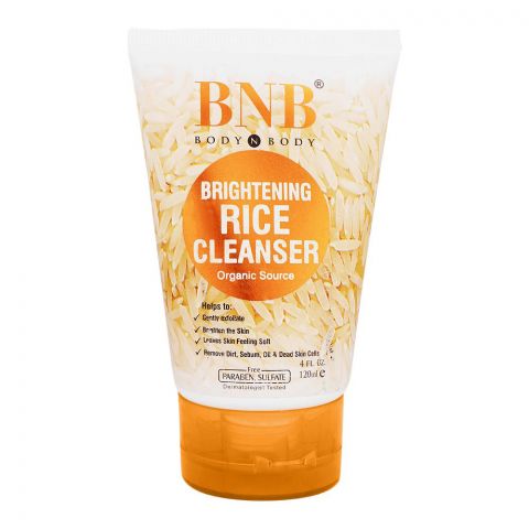 BNB Organic Source Brightening Rice Cleanser, Paraben & Sulfate Free, Dermatologist-Tested, 120ml