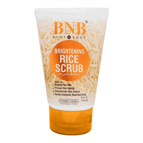 BNB Organic Source Brightening Rice Scrub, Paraben & Sulfate Free, Dermatologist-Tested, 120ml