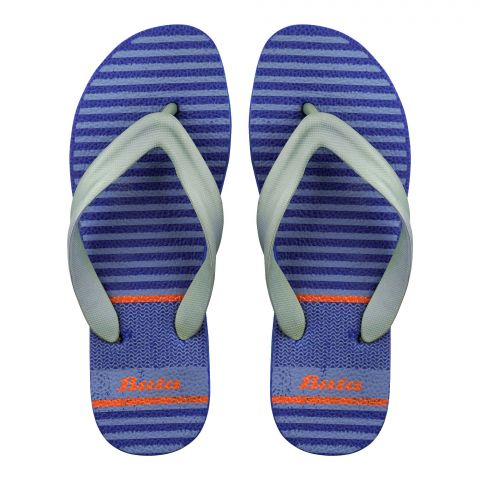 Bata Men's Casual Rubber Flip Flops Slippers, Blue, Fashionable Comfortable Slip-On Men's Flats For Home, Living Room, And Casual Wear, 8779003