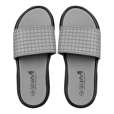 Bata Boys Casual Rubber Slippers, Grey, Fashionably Comfortable Slip-On Boys Sliders For Home, Living Room, And Casual Wear, 8412344