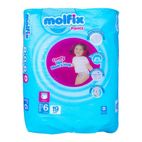 Molfix Pants 6 Extra Large 15+ KG, 19-Pack