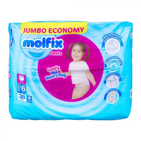 Molfix Pants 6 Extra Large Jumbo Economy 15+ KG, 38-Pack
