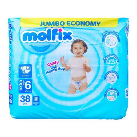 Molfix Diaper 6 Extra Large Jumbo Economy 15 KG, 38-Pack