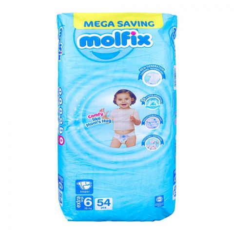 Molfix Diaper 6 Extra Large Mega Saving 15+ KG, 54-Pack