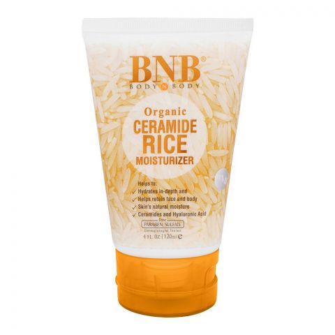 BNB Organic Ceramide Rice Moisturizer, Paraben & Sulfate Free, Dermatologist-Tested, 120ml