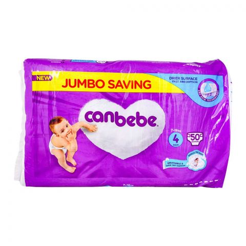 Canbebe Diapers Jumbo, Maxi No.4, 7-18kg, 50-Pack