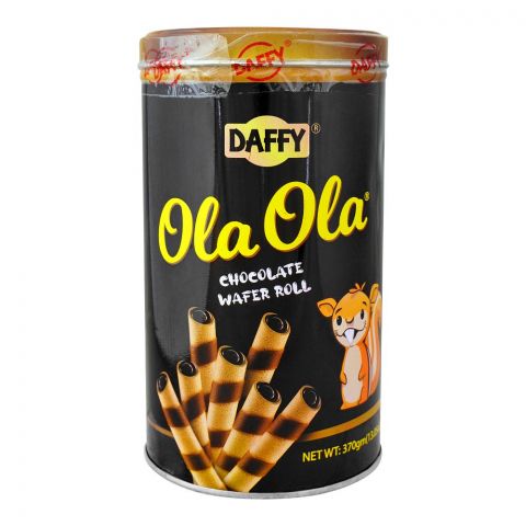Daffy Ola Ola Chocolate Wafer Rolls Jar, 370g 