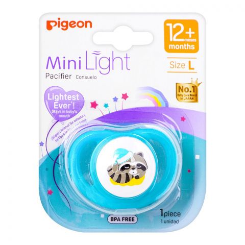 Pigeon Mini Light L Unisex 12m+ Pacifier, Dino Raccoon, N79927