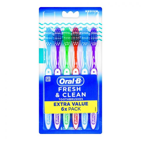 Oral-B Fresh & Clean Toothbrush, Pack of 6,  Medium, #0M138