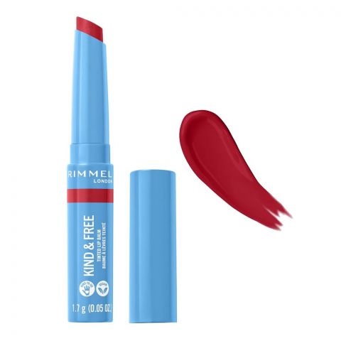 Rimmel London Kind & Free Tinted Lip Balm, Hydrating, Lightweight, 005 Turbo Red, 1.7g