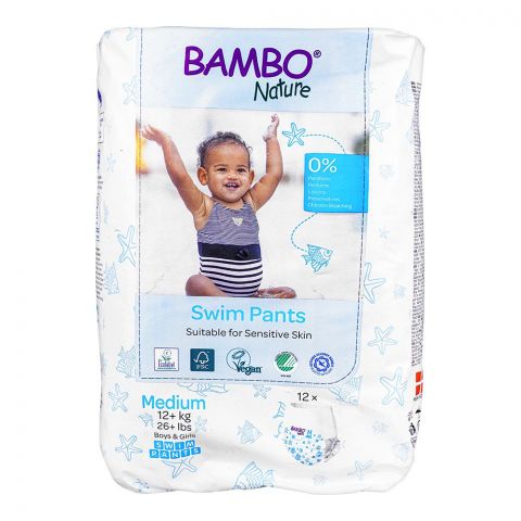Bamboo Nature Swim Pants For Boys & Girls, Medium, Pampers, +12kg, 12-Pack