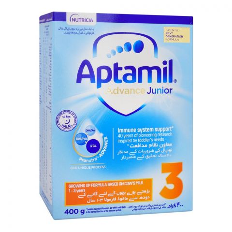 Aptamil Junior 3 Advance Growing Up Formula Box, 1-3 Years, 400g