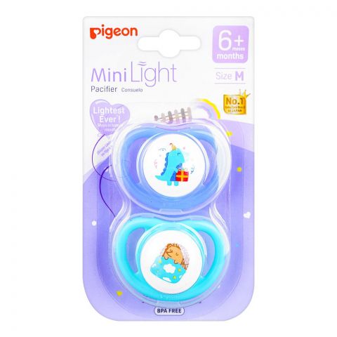 Pigeon Mini Light M 6m+ Pacifier Dino Birthday & Hedgehog N79929, 2-Pack
