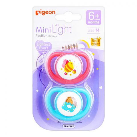 Pigeon Mini Light M 6m+ Pacifier Bee & Hedgehog N79932, 2-Pack