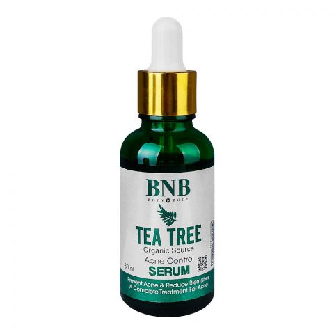 BNB Organic Source Tea Tree Acne Control Serum, Prevent Acne & Reduce Blemishes, 30ml