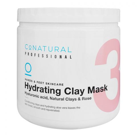 CoNatural Professional Hand & Feet Hydrating Clay Mask (3), Hyaluronic acid, Natural Clays & Rose, 1000ml