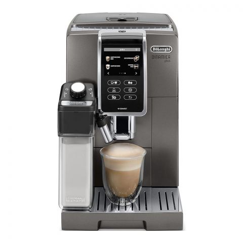 Delonghi Dinamica Plus Automatic Coffee Machine, Connected with LatteCrema System, Fully Automatic Coffee Machine, Colored Touch Display, Titanium, ECAM370.95.S