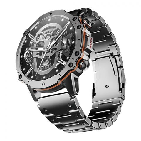 Zero Revoltt Shock Proof Metal Body, 1.43" HD Display, Gun Metal Metallic Chain Strap, Smart Watch