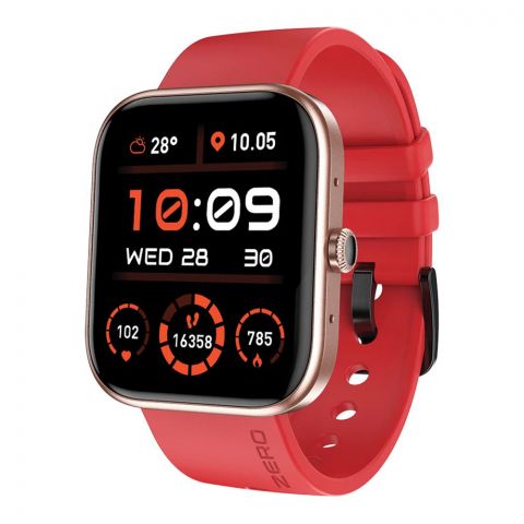 Zero Flex Advanced Bluetooth Calling, Gold+Red Strap, DIY Watch Faces, 1.83" Big Display, Smart Watch