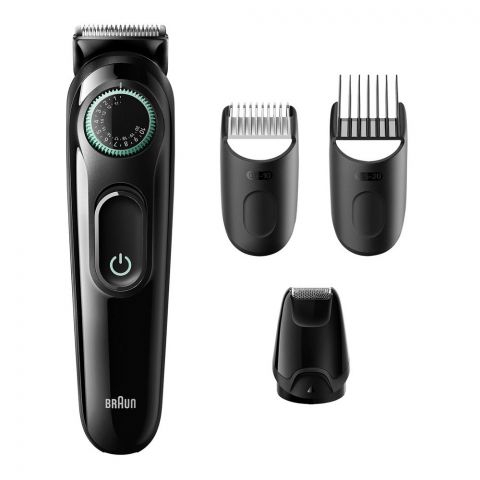 Braun Beard Trimmer 3 With Precision Wheel, 3 Styling tools, 50 mins Runtime. Ultra Sharp Blade, Ultimate Precision at Home, Look Barber Fresh Everyday, BT-3410