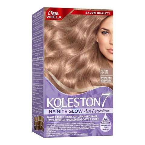 Wella Koleston 7 Infinite Glow Ash Collection Color Cream Kit, 8/18 Glowing Light Pearl Blonde