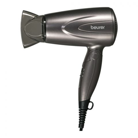 Beurer Hair Dryer, Compact Hair Dryer with Folding Function, 2 Heat & Blow Levels, 1300 Watts, Overheat Protection and Professional Mouthpiece, Foldable Travel Hair Dryer with Hanging Loop, HC 17