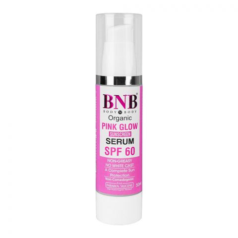 BNB Organic Pink Glow Sunscreen Serum, SPF 60, Paraben & Silicon Free, 50ml
