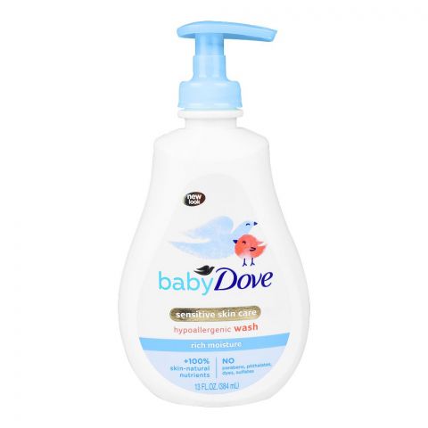 Dove Baby Sensitive Skin Care Hypoallergic Wash, Rich Moisture, Parabens Free, 384ml