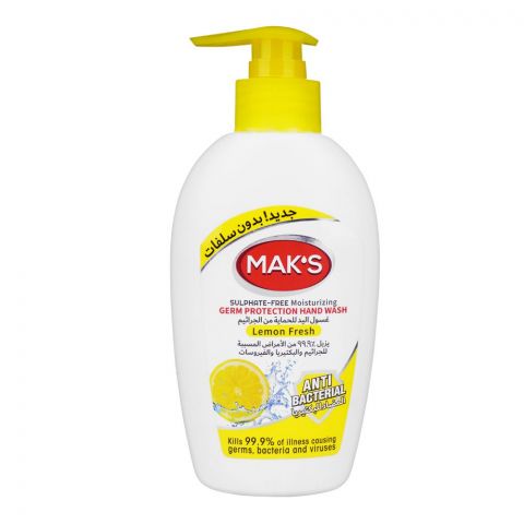 Mak's Lemon Fresh Moisturizing Germ Protection Hand Wash, Sulfate-Free, 200ml