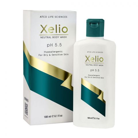 Atco Life Sciences Xelio Neutral Body Wash, Hypoallergenic For Dry & Sensitive Skin, 180ml