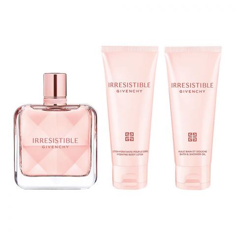 Givenchy Irresistible Set, For Women, Eau de Parfum, 80ml Vaporisateur Spray + 75ml Hydrating Body Lotion + 75ml Bath & Shower Oil, 3-Pack