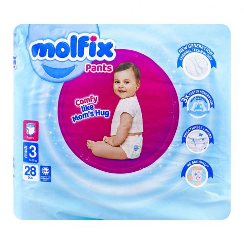 Molfix Pants 3 Medium, 6-11kg, 28-Pack