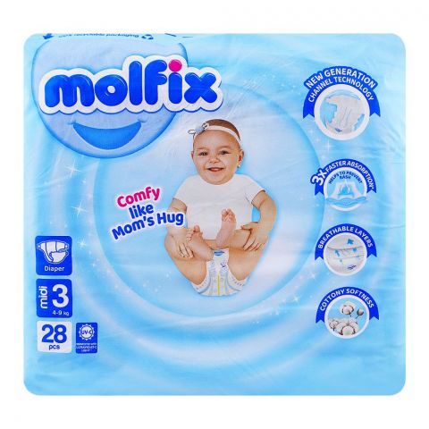Molfix Diapers 3 Medium, 4-9kg, 28-Pack