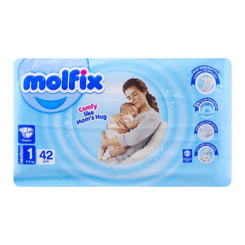 Molfix Diapers Newborn 1, 2-5kg, 42-Pack